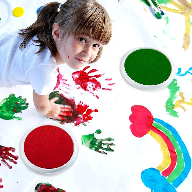 8 Pack 7" Large Round Craft Ink Pad- 8 Colors Rainbow DIY Fingerprint Ink Pad Stamps Partner Washable Color Painting Card Making Stamp Pad for Kids Rubber Stamp Crafting Paper Wood Fabric Scrapbook - NewNest Australia