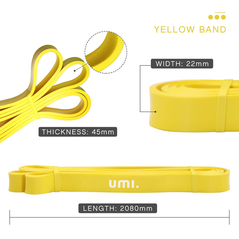 Amazon Brand - Umi - Resistance Bands Exercise Workout Bands for CrossFit Powerlifting Yoga Stretch Mobility Assisted Pull Up Band for Men and Women - SINGLE band or SET #2 Yellow (40-70LB) - NewNest Australia
