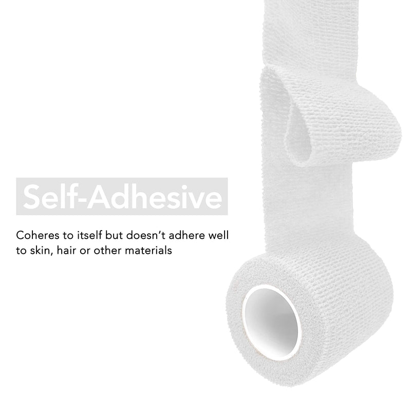 RISEN Cohesive Bandage 2” x 5 Yards, 6 Rolls, Self Adherent Wrap Medical Tape, Adhesive Flexible Breathable First Aid Gauze Ideal for Stretch Athletic(White) White - NewNest Australia