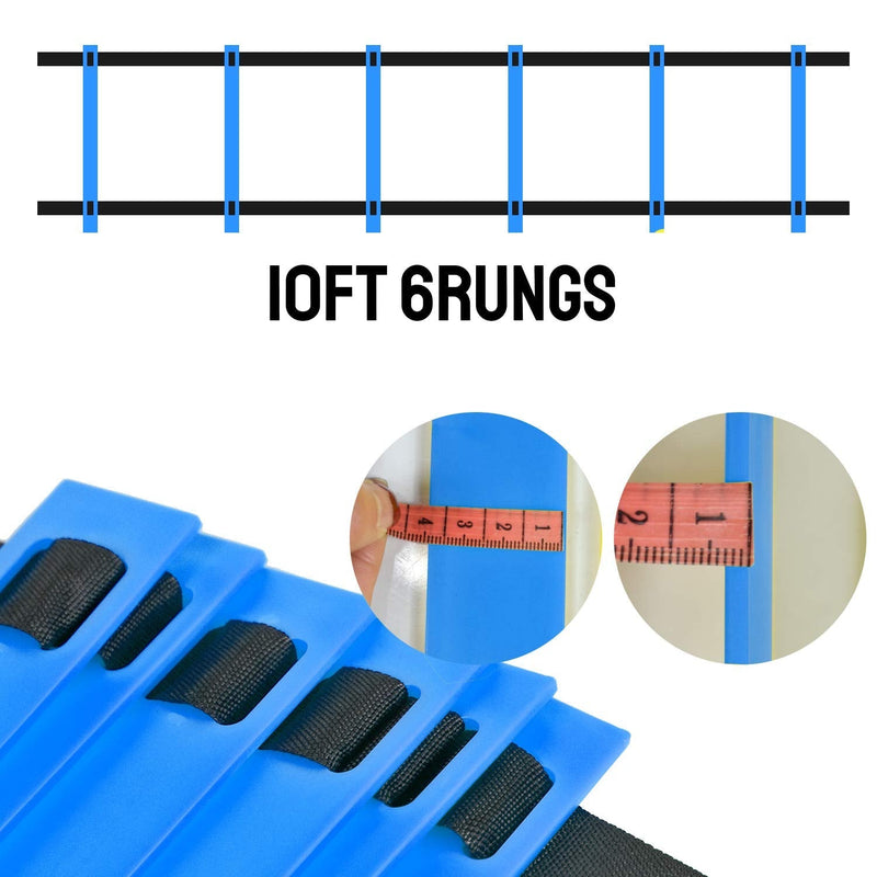 TNZMART Agility Ladder Speed Ladder 10FT 20FT Training Equipment for Football Soccer Basketball with Carrying Bag 10 FT, 6 Rungs Blue - NewNest Australia