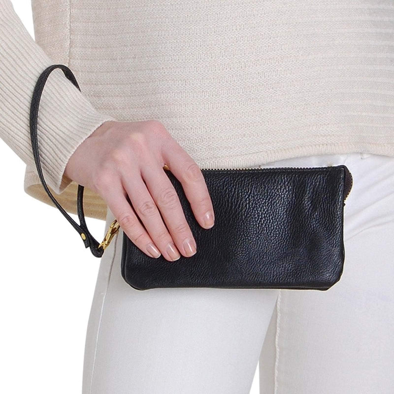 Beaulegan Purse Wrist Straps - Genuine Leather - Replacement for Clutch Pouch, Set of 2 PCS Black Pebble Grain (Gold Buckle) - NewNest Australia