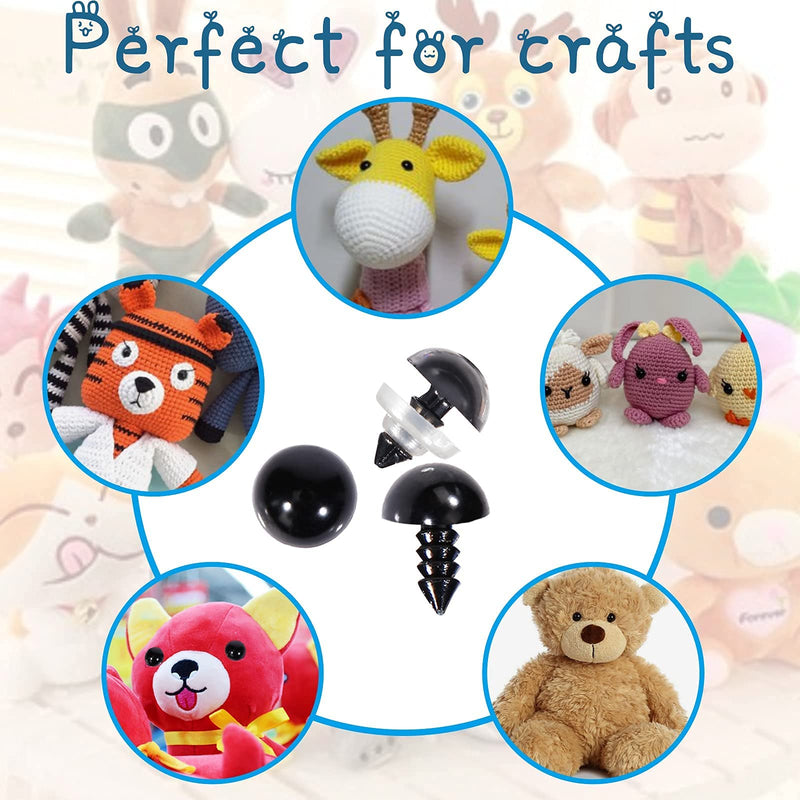 Safety Eyes 130PCS 6mm Plastic Black Craft Doll Eyes Teddy Bear Eyes with Washers for Amigurumi Stuffed Animals Crochet Toys Crafts Making - NewNest Australia