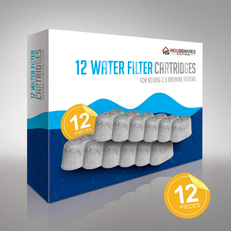 Pack of 12 Replacement Charcoal Water Filters By Housewares Solutions for Keurig Brewers - Keurig Compatible Water Filter Cartridges Universal Fit (NOT CUISINART) for Keurig 2.0 & 1.0 Coffee Makers - NewNest Australia