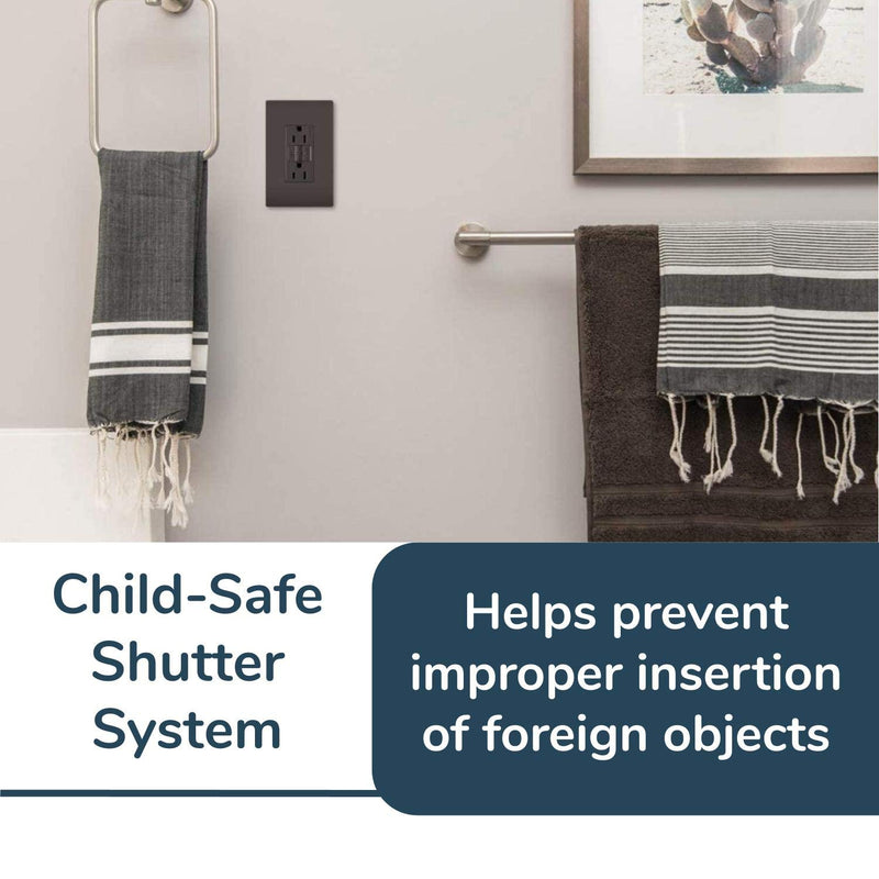 Legrand radiant Self-Test GFCI Outlet, 15 Amp, Safe for Kids, Tamper Resistant Outlets Brown CCD - NewNest Australia