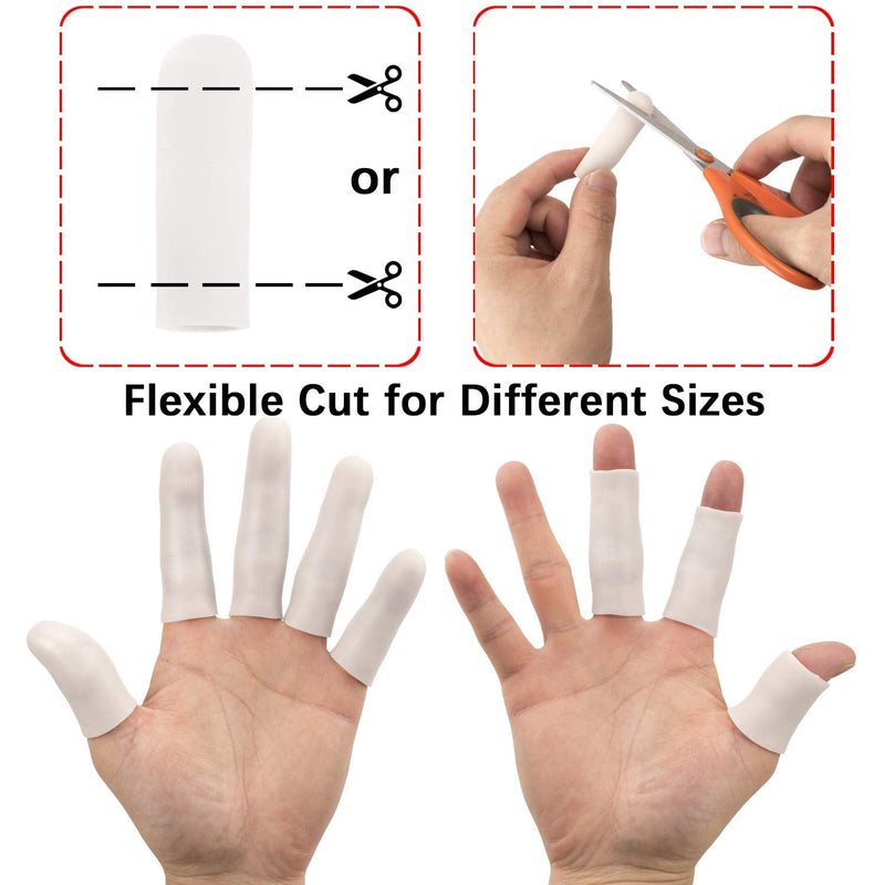 Gel Finger Support Protector Gloves, Gel Finger Cots/Covers - Different Sizes Silicone Fingertips for Hands Cracking, Eczema Skin (20pcs White) - NewNest Australia