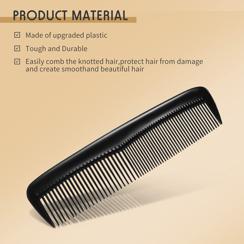2 Pieces Pocket Plastic Hair Combs Black Hair Combs Fine and Standard Tooth Hair Cutting Comb Fine Dressing Comb Hairdressing Styling Combs for Women Men Hairdressing Barber Salon Hair Care Tool - NewNest Australia