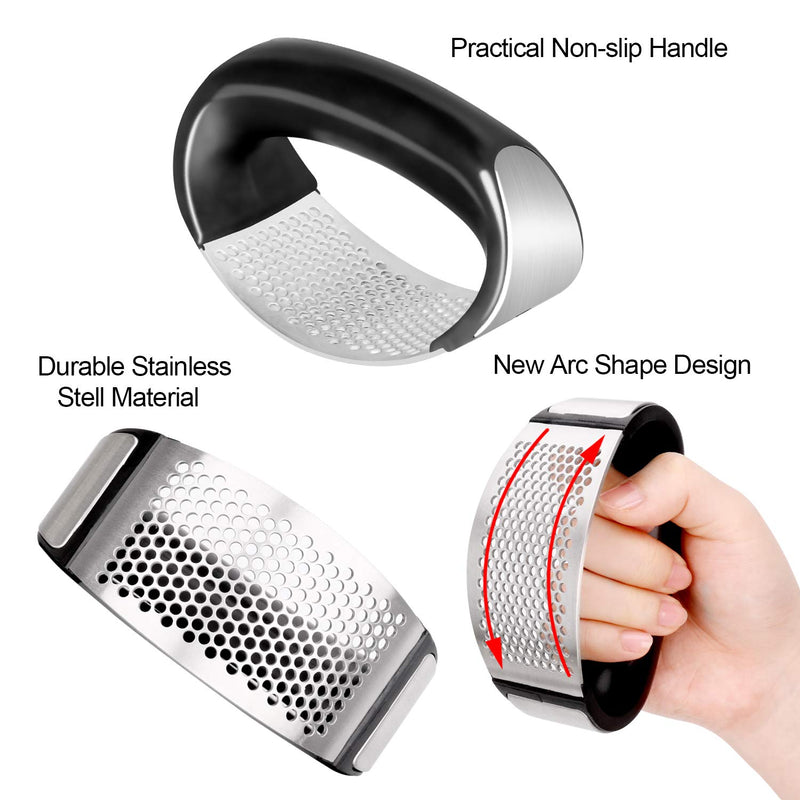 NewNest Australia - Vantic Garlic Press Rocker - Stainless Steel Garlic Mincer Crusher and Black Peeler (2020) 