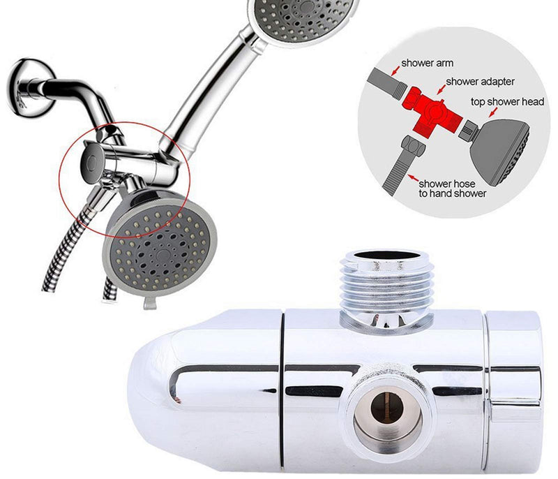 3 Way Shower Head Diverter G 1/2 3-Way T-adapter, Bathroom Universal System Component Replacement Part, Chrome Valves for Bathroom - NewNest Australia