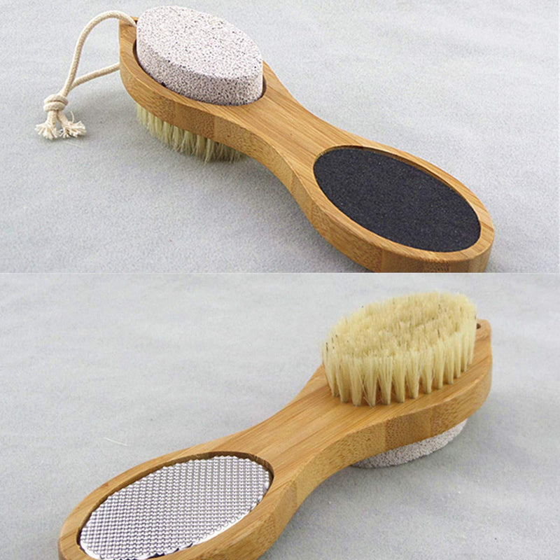 4-in-1 Pumice Stone Wooden Foot Scrub Brush Hard Skin Callus Remover for Feet and Hands Care - NewNest Australia