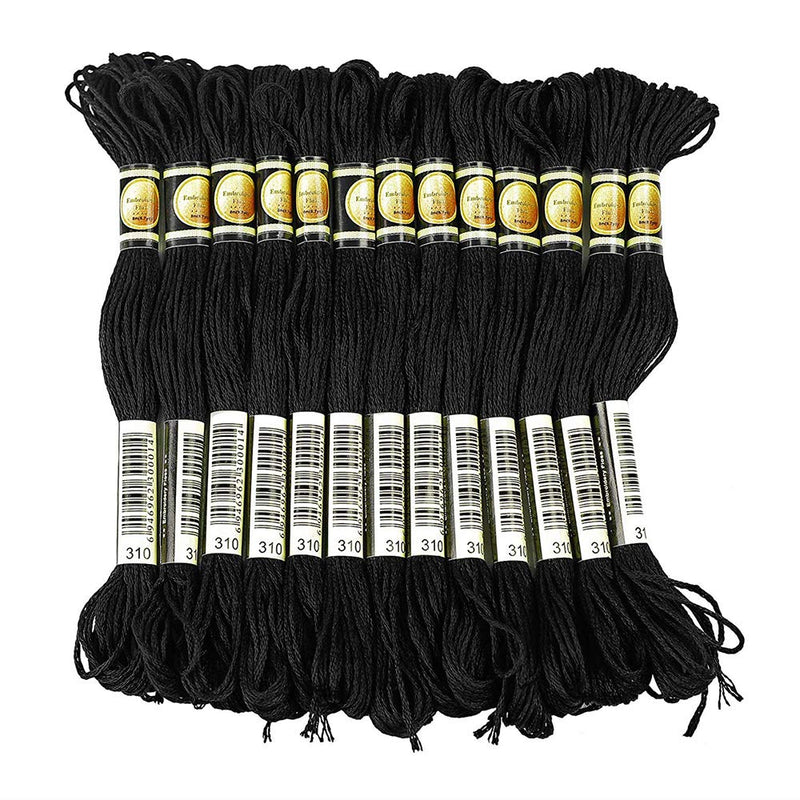 24 Skeins Cross Stitch Threads, Black and White Cotton Embroidery Floss Friendship Bracelets Floss with 12 Pieces Floss Bobbins for Knitting, Cross Stitch Project - NewNest Australia
