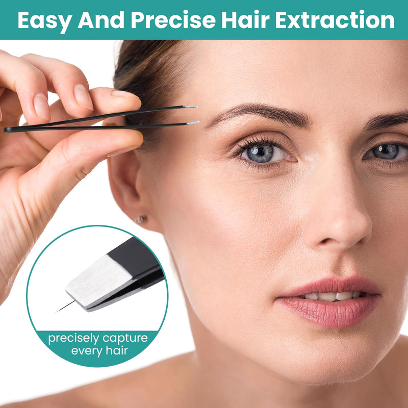 Alyvisun 5 pieces professional tweezers, portable stainless steel tweezers, eyebrow plucking, textured anti-slip coating, suitable for facial hair removal for women and men (black). - NewNest Australia