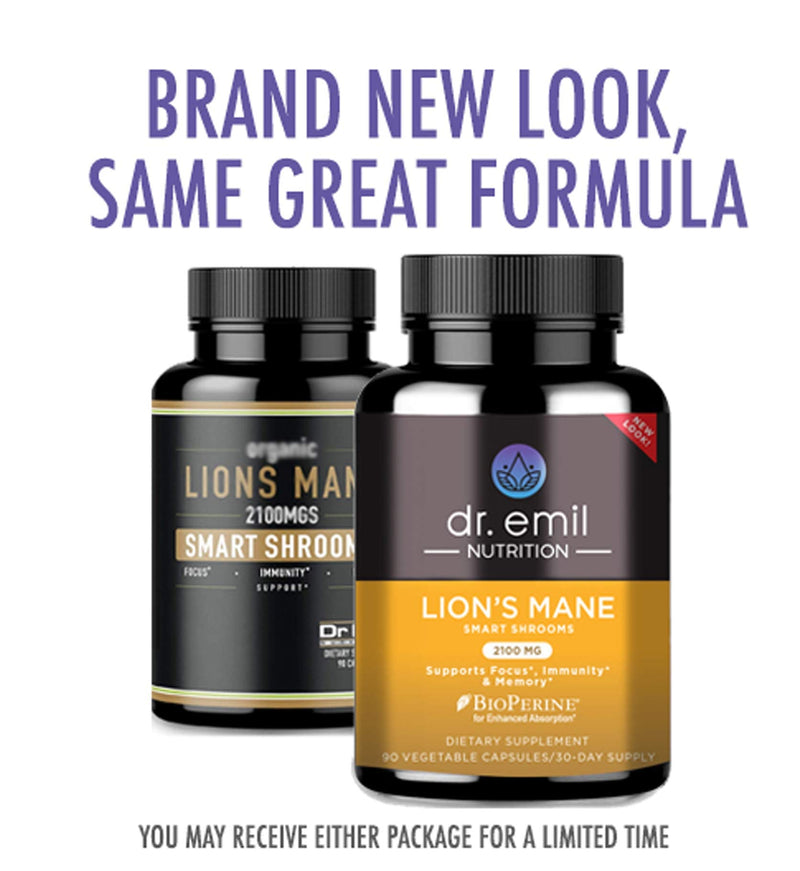 Dr. Emil Nutrition Organic Brain Boosting Lions Mane Mushroom Capsules with Absorption Enhancers, Powerful Nootropic Brain Supplement and Immune Support with 100% Organic Lions Mane Extract - NewNest Australia