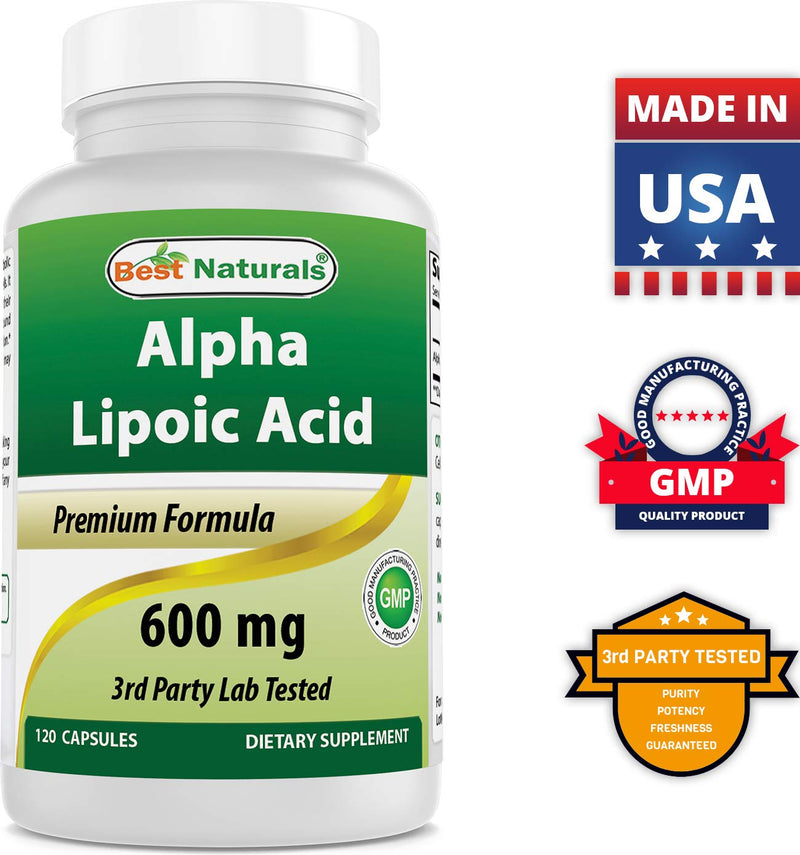 Best Naturals Alpha Liopic Acid 600 mg 120 Count - ALA Alpha Lipoic Acid Powerful Antioxidant 120 Count (Pack of 1) - NewNest Australia