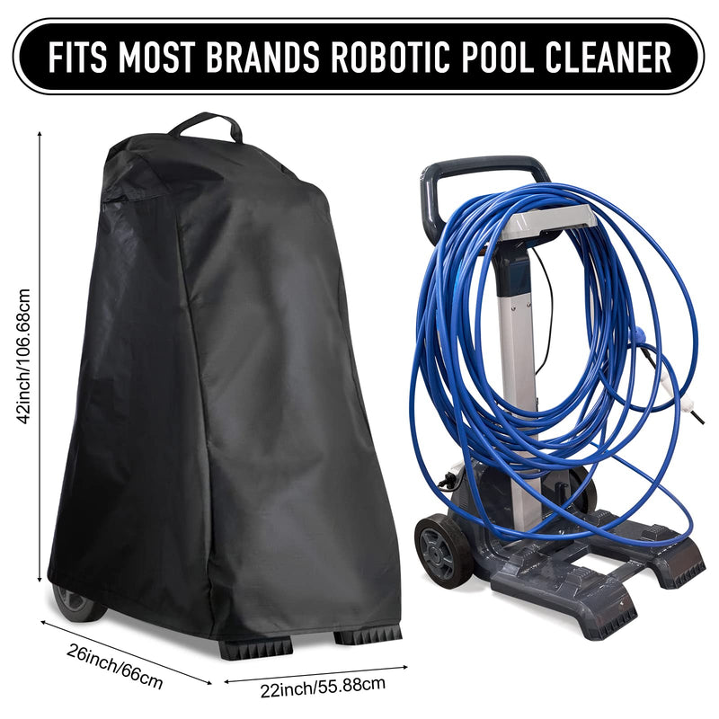 Black Robotic Pool Cleaner Caddy Cover Classic Outdoor Waterproof Vacuum Cleaner Cover 420D Oxford Cloth Thick Sunray Dust Wind Weather Resistant Cleaner Cover with Grab Handle for Pool Cleaners - NewNest Australia