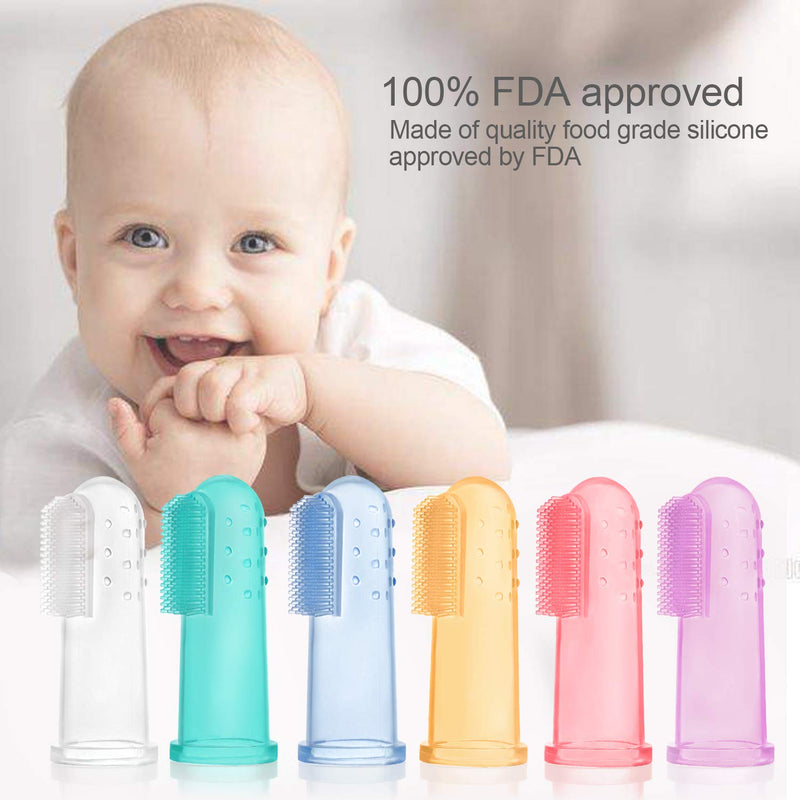 Hbselect Pack Of 6 Baby Finger Toothbrush, Baby Tongue Cleaner, Dental Care, Silicone Oral Care With Storage Box, Teeth Brushing, Massage For Oral Cavity, 0-24 Months - NewNest Australia