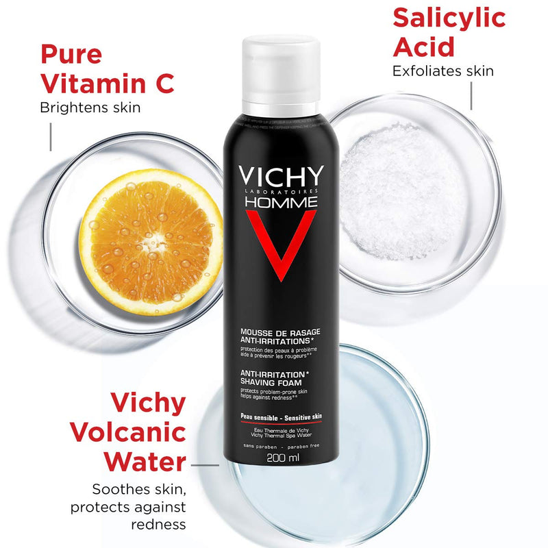 Vichy Homme Sensi Shave shaving foam against skin irritations, 200 ml - NewNest Australia