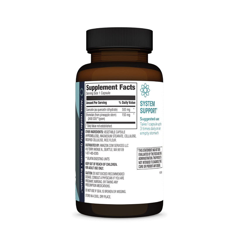 Amazon Brand - Revly Quercetin + Bromelain, 500 mg Quercetin with 150 mg Bromelain, 50 Capsules, Vegan - NewNest Australia