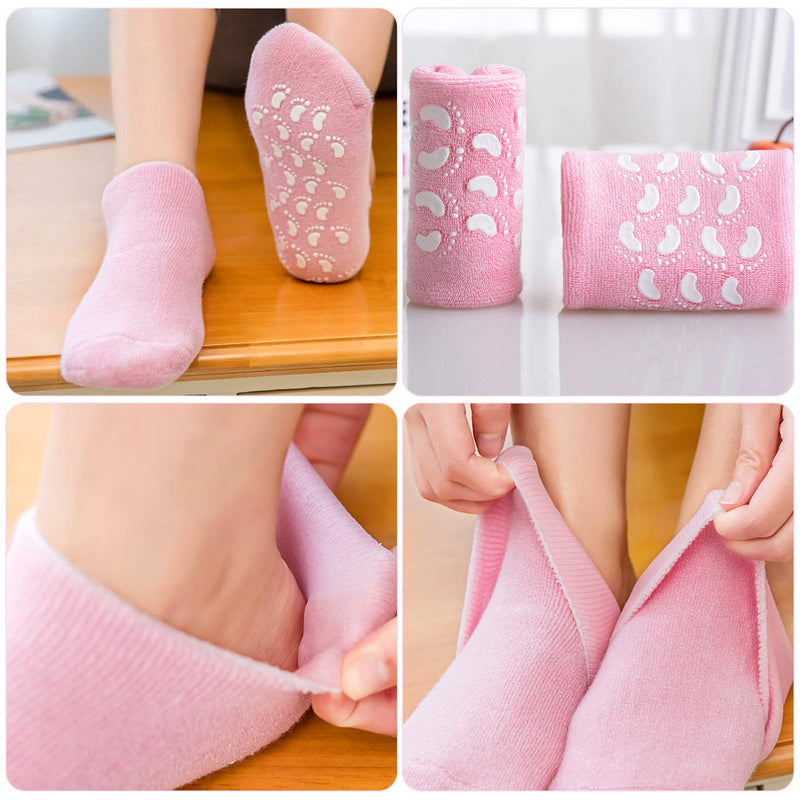 Jinlaili 2 Pairs Soft Moisturizing Gel Socks for Women, Moisturizing Socks with Spa Gel for Moisturizing Vitamin and Essential Oils Infused, Gel Socks for Repair Dry Cracked Skins Softens Feet (A) A - NewNest Australia