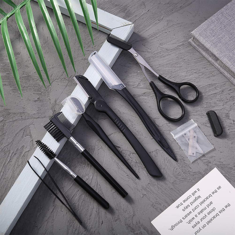 Smilcloud 11pcs Eyebrow Set Eyebrow Razor Eyebrow Scissors Eyebrow Tweezers Eyebrow Comb Eyebrow Brush for Women and Men - NewNest Australia
