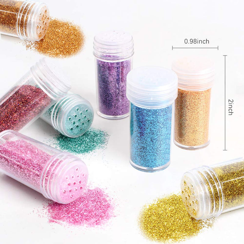 Extra Fine Glitter, Set of 24 Colors Body Cosmetic Glitter, Nail Arts Face Hair Eye Lip Gloss Makeup Glitter, Slime,Tumbler and Epoxy Resin Crafts Loose Glitter Powder Shaker 15g - NewNest Australia