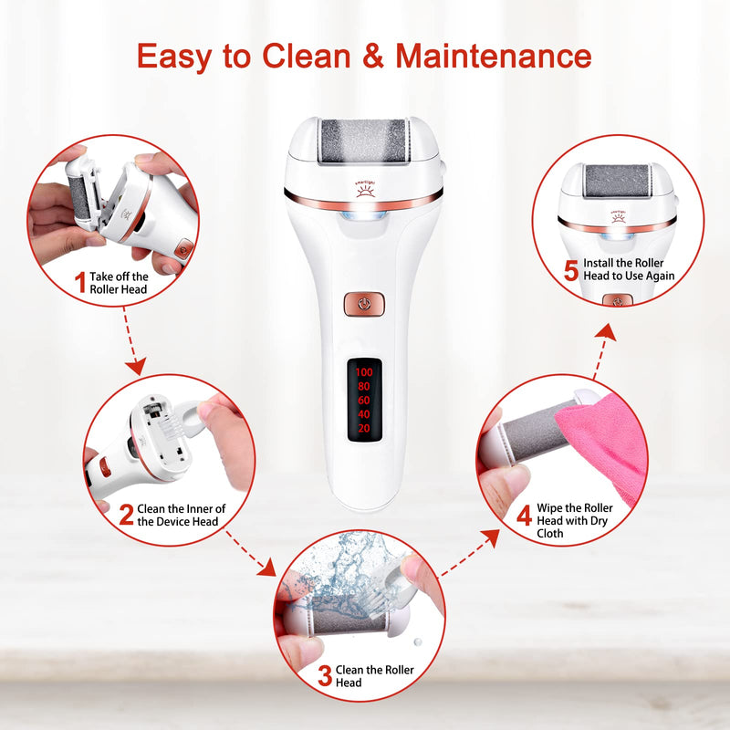 Aottom Electric Callus Remover, Waterproof Electric Foot File Remover, Rechargeable Pedicure Tools, Dead Professional Skin Remover For Foot Care With 3 Roller Heads - NewNest Australia