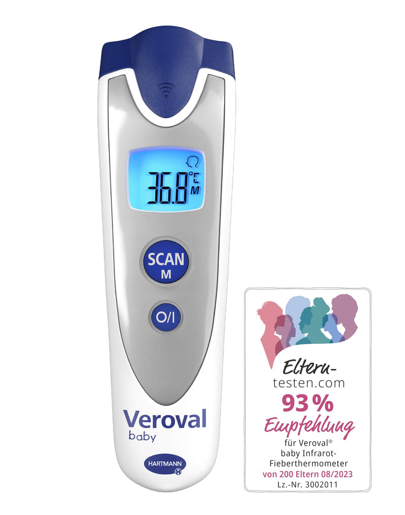 Veroval baby infrared thermometer silver, non-contact and noiseless measurement, body temperature, object temperature, ambient temperature, quick measurement, easy to use - NewNest Australia