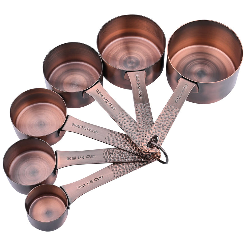 Measuring Cups Set, Copper Measure Cups Set of 6, Bronze Measurement Cups, Stainless Steel Measuring Cups, Baking Measurement Cups, Kitchen Measuring Cups Set of 5 for Cooking A: Copper - NewNest Australia