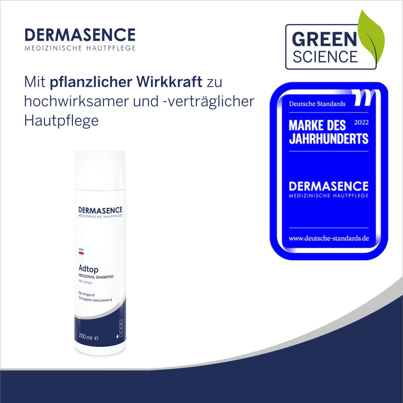 DERMASENCE Adtop Medicinal Shampoo, 200 ml - Gentle cleansing for dry and dandruff-prone scalp - preserves the moisture content of the skin - with anti-dandruff active ingredient - NewNest Australia
