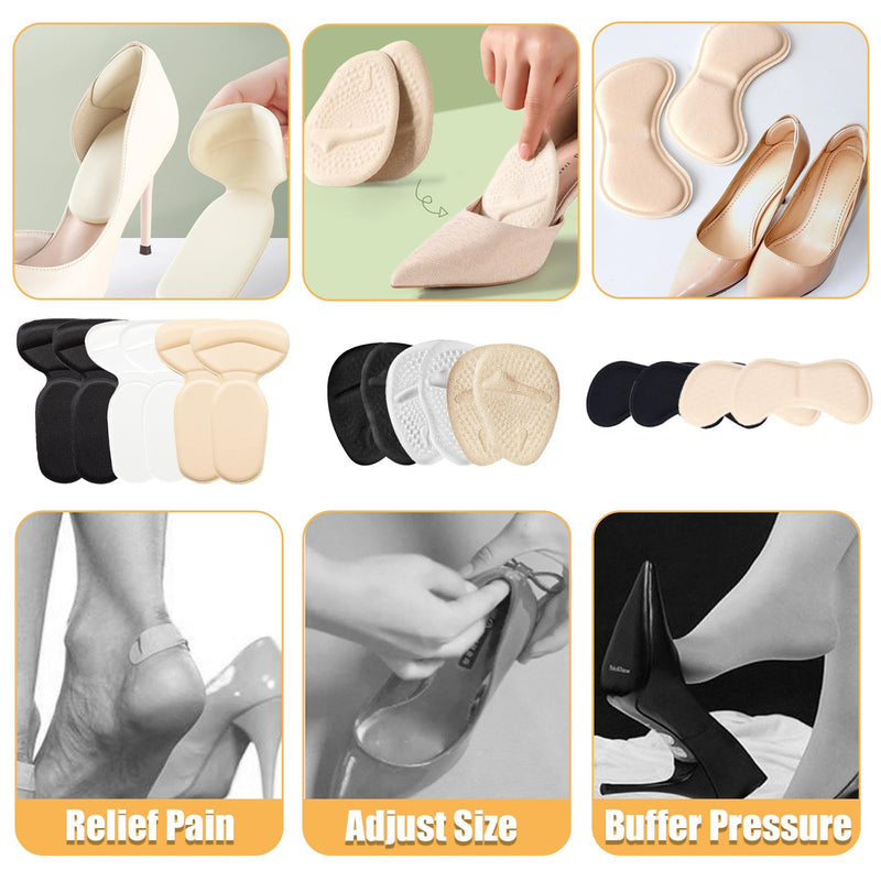 LUBOXIN 8 Pairs Forefoot Pads and Heel Cushion Set, Reusable Gel Insoles High Heels, Bunion Pads Forefoot for Women, Insoles for Sandals, Anti-Slip Gel Insoles for Pain Relief - NewNest Australia