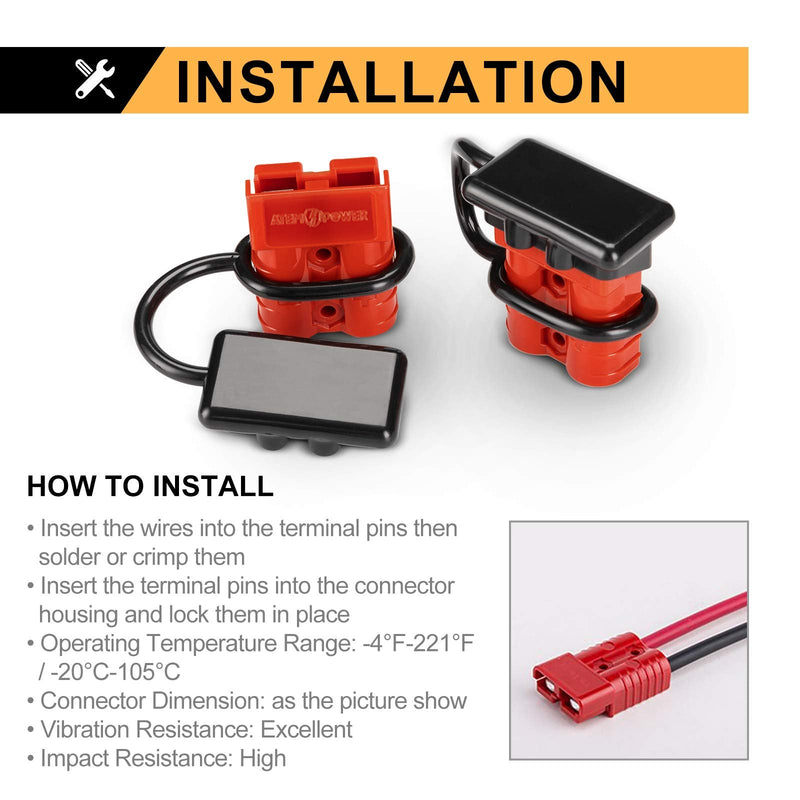 BUNKER INDUST 50A 6-10 Gauge Battery Quick Connect Disconnect Wire Harness Plug Kit 4 Pcs Battery Cable Quick Connect Disconnect Plug for Winch Auto Car Trailer Driver Electrical Devices,Red - NewNest Australia