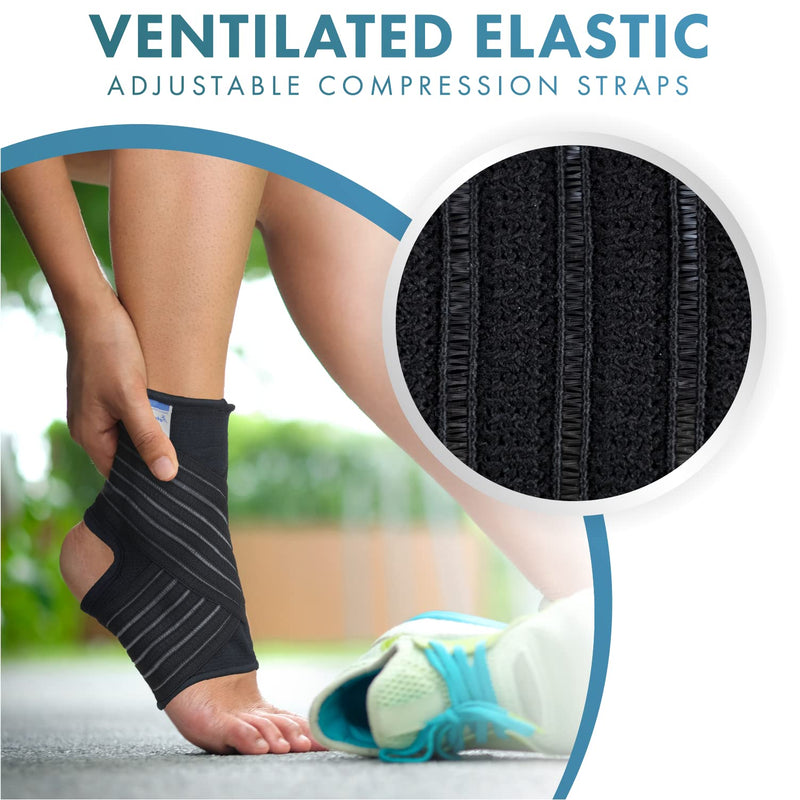 Actesso Ankle Support Sleeve with Strap - The Ultimate Support for Weak Ankles, Sprains and Sports Injury. Ideal for Men & Women & Left or Right (M (Pack of 1), Black) M (Pack of 1) - NewNest Australia