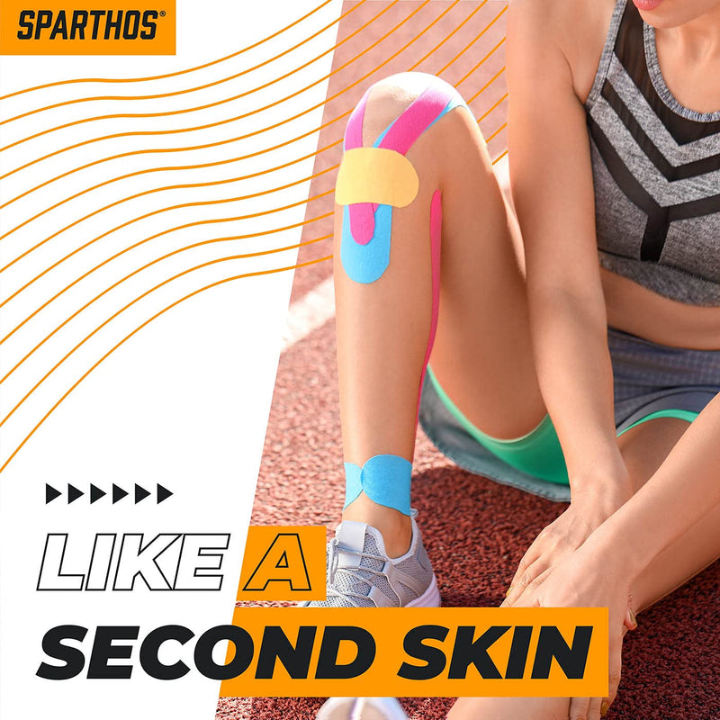 Sparthos Kinesiology Tape - Incredible Support for Athletic Sports and Recovery - Free Kinesiology Taping Guide! - Uncut 2 inch x 16.4 feet Roll A) Desert Beige + FREE Taping Guide - NewNest Australia