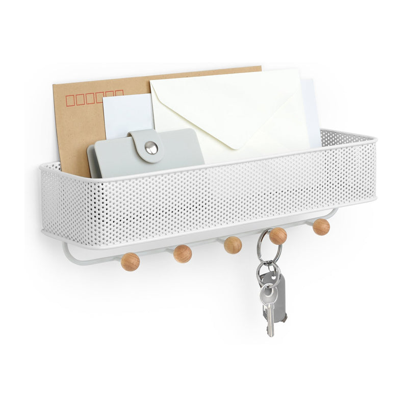 NewNest Australia - Umbra Estique Entryway Organizer, Great for Storing Keys, Small Accessories, Mail, Wallets and More, White Finish Entry Organizer 