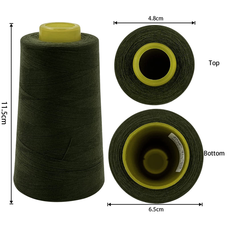 Tortoise 4 Cones of 3000 Yards Each Spool Thread for Sewing All Purpose Sewing Thread 100% Polyester Thread for Serger Overlock Quilting Sewing Machine 40S/2 Army Green - NewNest Australia