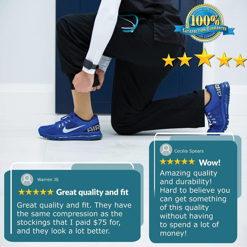 CompressionZ Compression Socks For Men & Women 30-40 mmHG Tight Stockings Black Large - NewNest Australia
