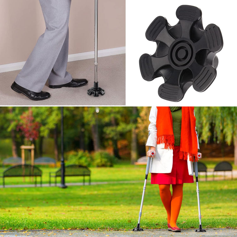 supregear Cane Tip with 6 Prong, Non-Slip 6 Support Rubber Cane Tip Self Standing Replacement Cane Tip for 19 mm Diameter Standard Walking Cane Folding Cane Cane Accessory, Black - NewNest Australia
