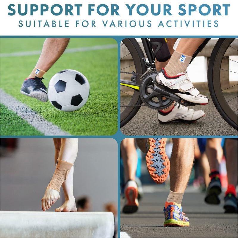 Actesso Ankle Support Sleeve with Strap - The Ultimate Support for Weak Ankles, Sprains and Sports Injury. Ideal for Men & Women & Left or Right (S (Pack of 1), Beige) S (Pack of 1) - NewNest Australia
