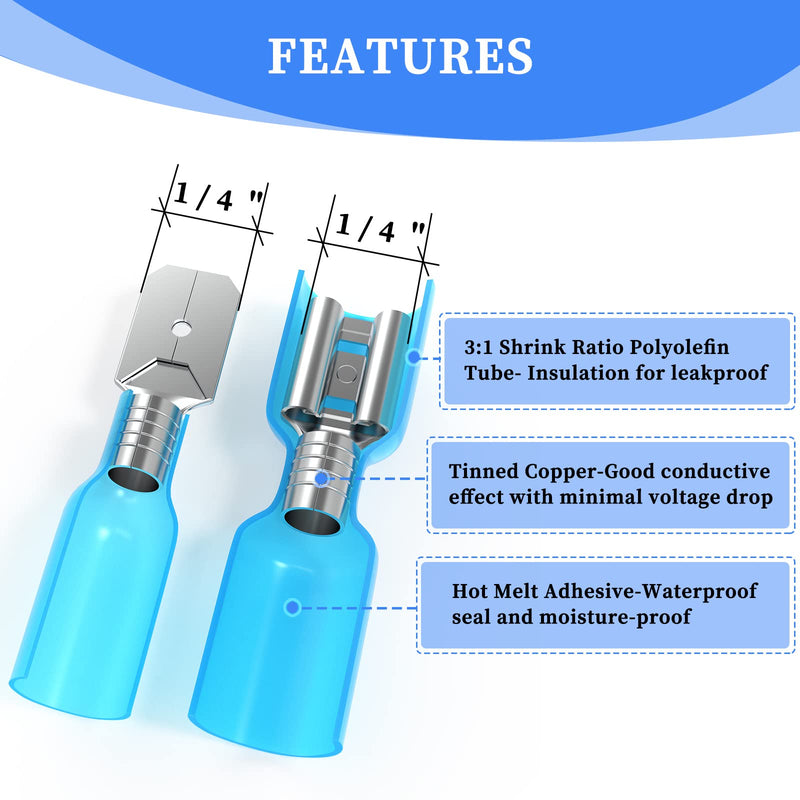 Qibaok 320 PCS Heat Shrink Spade Connectors Female and Male Terminals Insulated Quick Disconnect Wire Connectors Connectors Kit - NewNest Australia