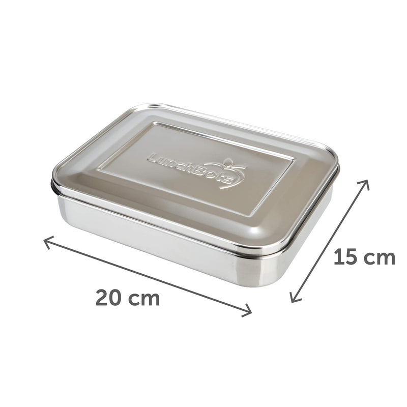 NewNest Australia - LunchBots Large Trio Stainless Steel Lunch Container -Three Section Design for Sandwich and Two Sides - Metal Bento Lunch Box for Kids or Adults - Eco-Friendly - Stainless Lid - All Stainless 