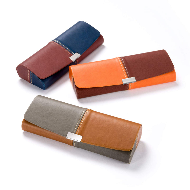 FEFI two-tone hard case glasses case in leather look blue/brown - NewNest Australia