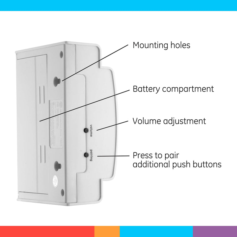GE Wireless Doorbell Kit, Battery-Operated Receiver, 2 Push Buttons, 8 Melodies, 4 Volume Levels, 150 Ft Range, Mountable, White, 19297 White 2 Push Button - NewNest Australia