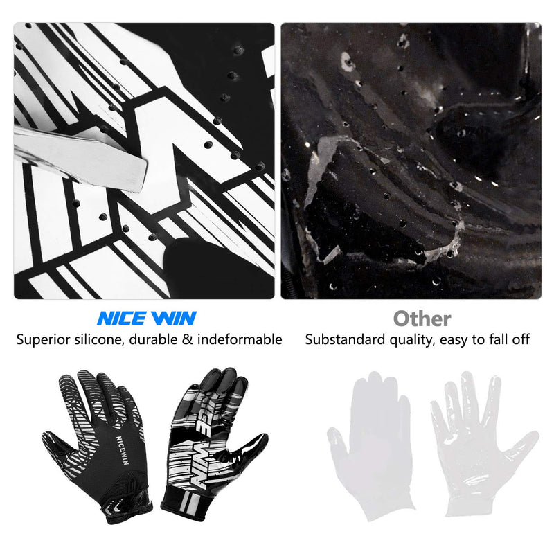 NICEWIN Football Gloves Adult Football Receiver Gloves for Men and Women White Medium - NewNest Australia