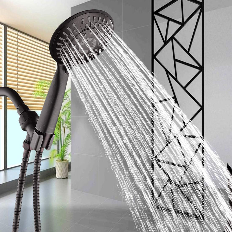 BRIGHT SHOWERS High Pressure Handheld Shower Head with 60" Stainless Steel Hose, Bathroom Hand held Showerhead, Adjustable Shower Arm Mount, 9 Spray Settings, Oil-Rubbed Bronze - NewNest Australia