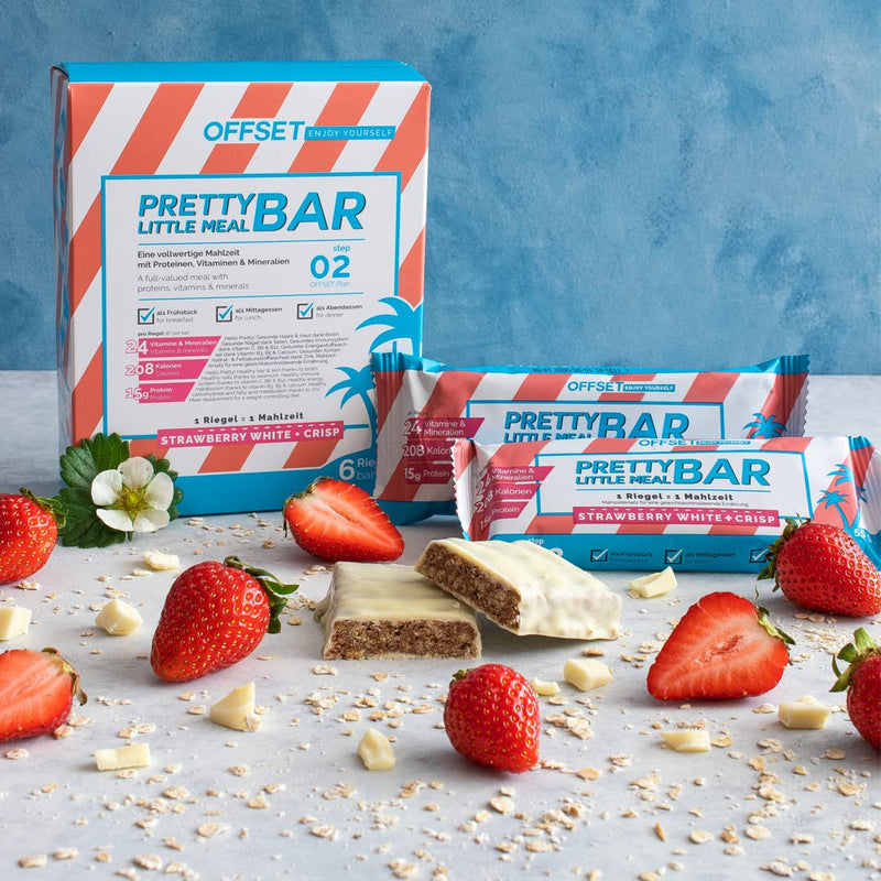 Full Meal Replacement From Offset Nutrition | Pretty Little Meal Bar Strawberry White + Crisp | Sugar-Reduced Slimming Bar Under 220 Calories | 330G For 6 Meals - NewNest Australia