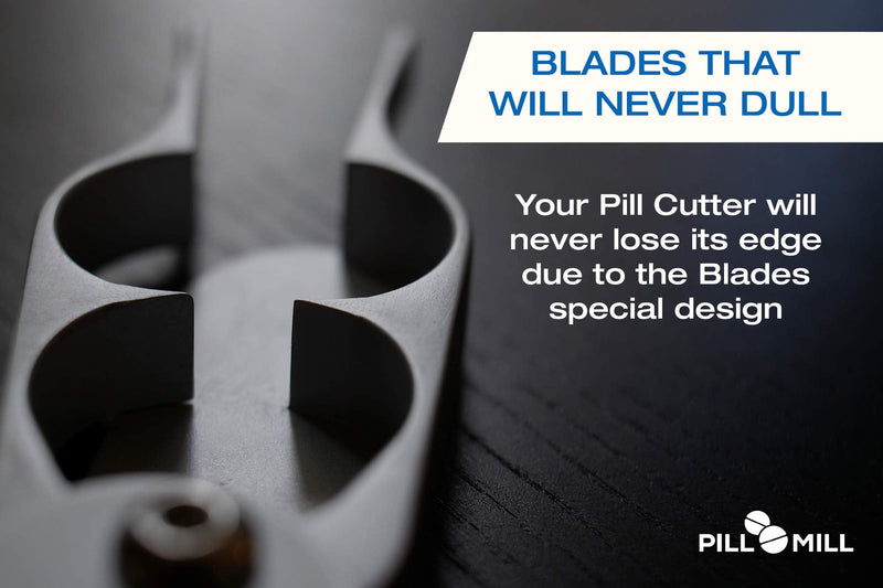 Pill Cutter Splitter by Pill Mill - Metal Blades That Will Never Dull - Grip Handle Helps to Cut Small or Large Pills with Ease - Light and Durable Tablet Divider - Perfect Medicine Slicer for Travel - NewNest Australia