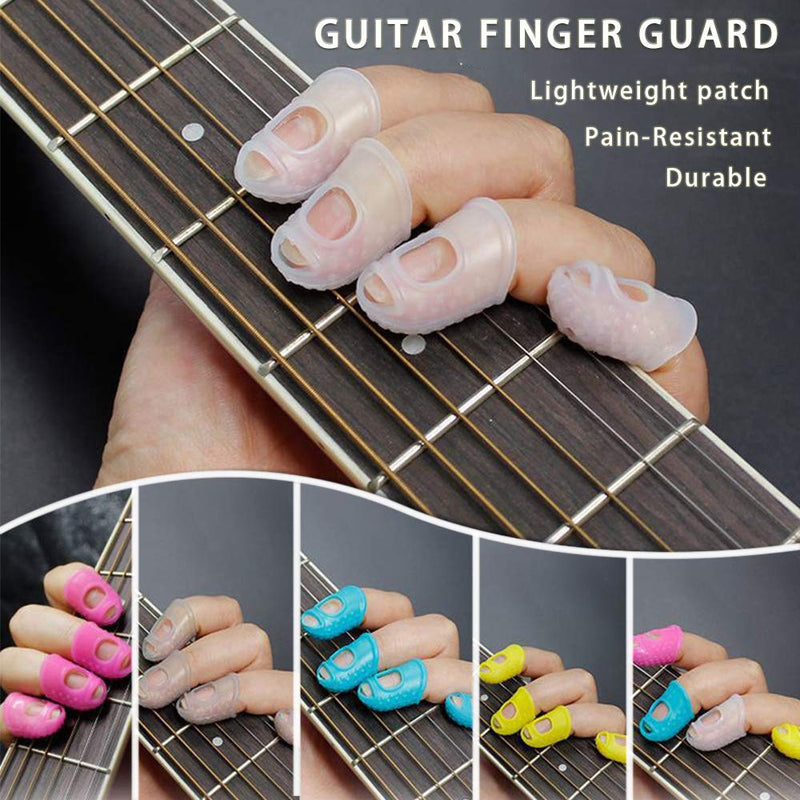 5 Sizes Guitar Fingertip Protector With Compact Box, Premium Silicone Guitar Finger Guards, Non-Slip Breathable Fingertip Protection Covers Caps for Guitar, Sewing, String Instruments (Grey) Grey - NewNest Australia