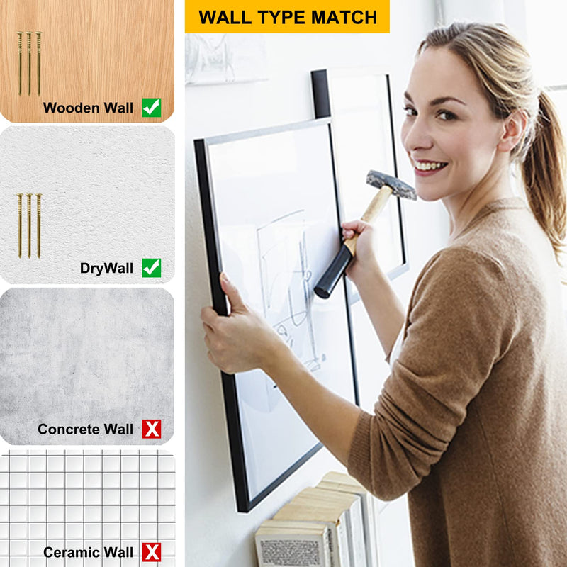 Picture Hangers(30lbs-100pcs), Eikivin Picture Hooks with Nails, Wall Hangers, Picture Hanging Kit on Wood/Drywall. Gold-30lbs - NewNest Australia