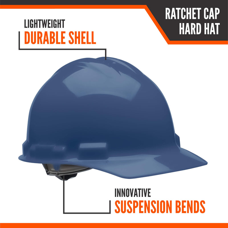 Malta Dynamics 4 pt. Suspension Hard Hat, Ratchet Cap Style, Construction Hard Hat for Safety, with Cotton Brow Pad, Vents, and Flexible Attachment Points - OSHA/ANSI Compliant 1 Pack Blue - NewNest Australia
