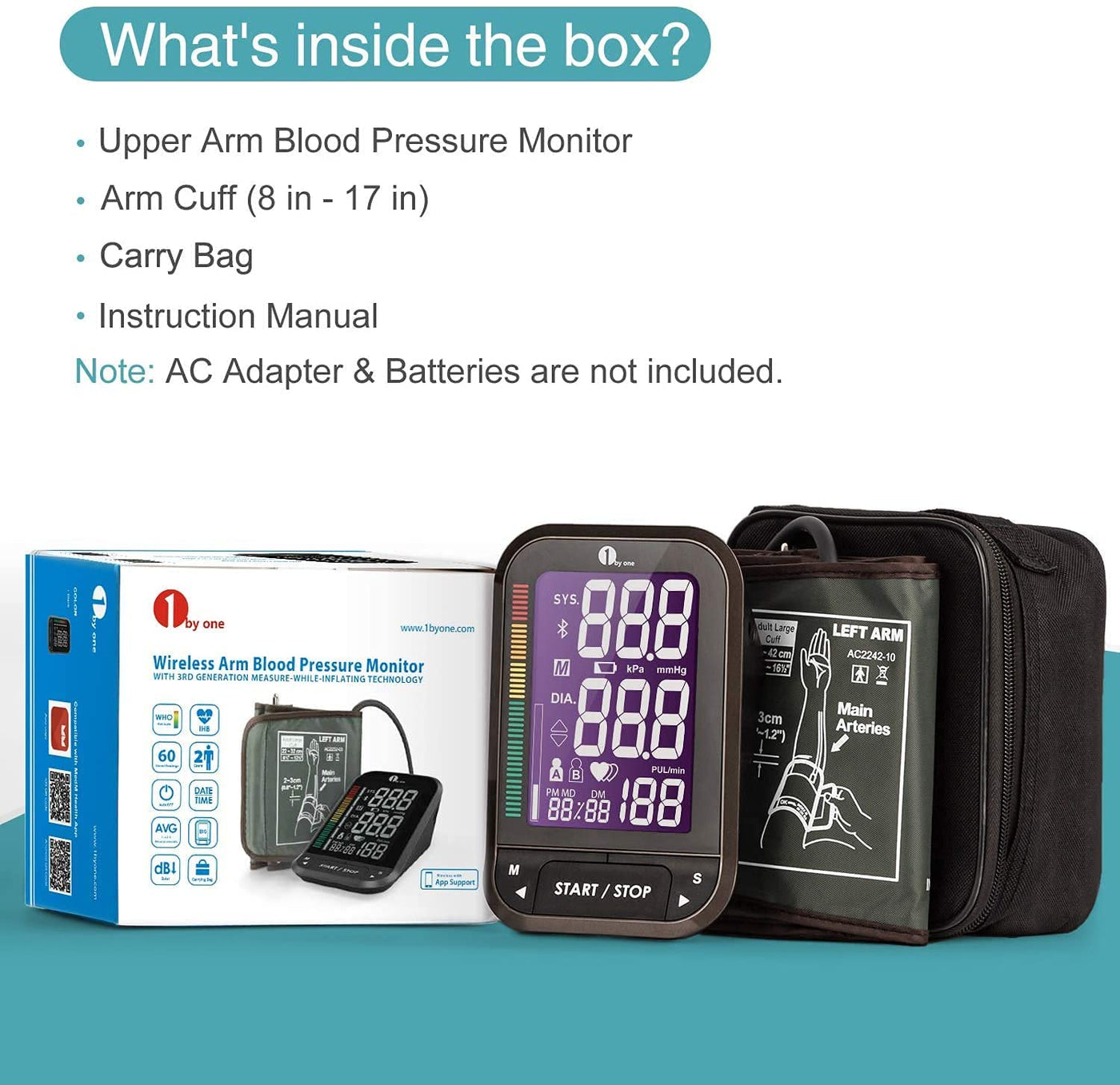 1byone Upper Arm Blood Pressure Monitor with Large Cuff 22cm