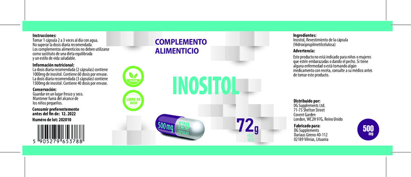 Inositol 1000mg-1500mg Serving 120 Vegan Capsules, Certificate of Analysis by AGROLAB Germany, High Strength Supplement, No Fillers or Bulkers, Gluten and GMO Free - NewNest Australia